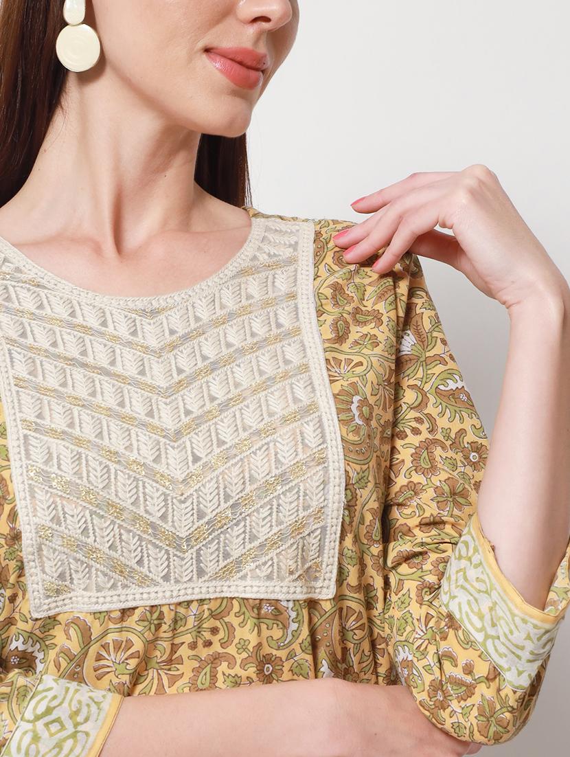 women three quarter sleeve straight kurta - 21941363 - Standard Image - 2