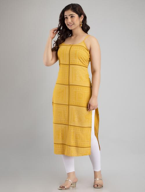 women printed sleeveless straight kurta - 21941369 -  Standard Image - 0