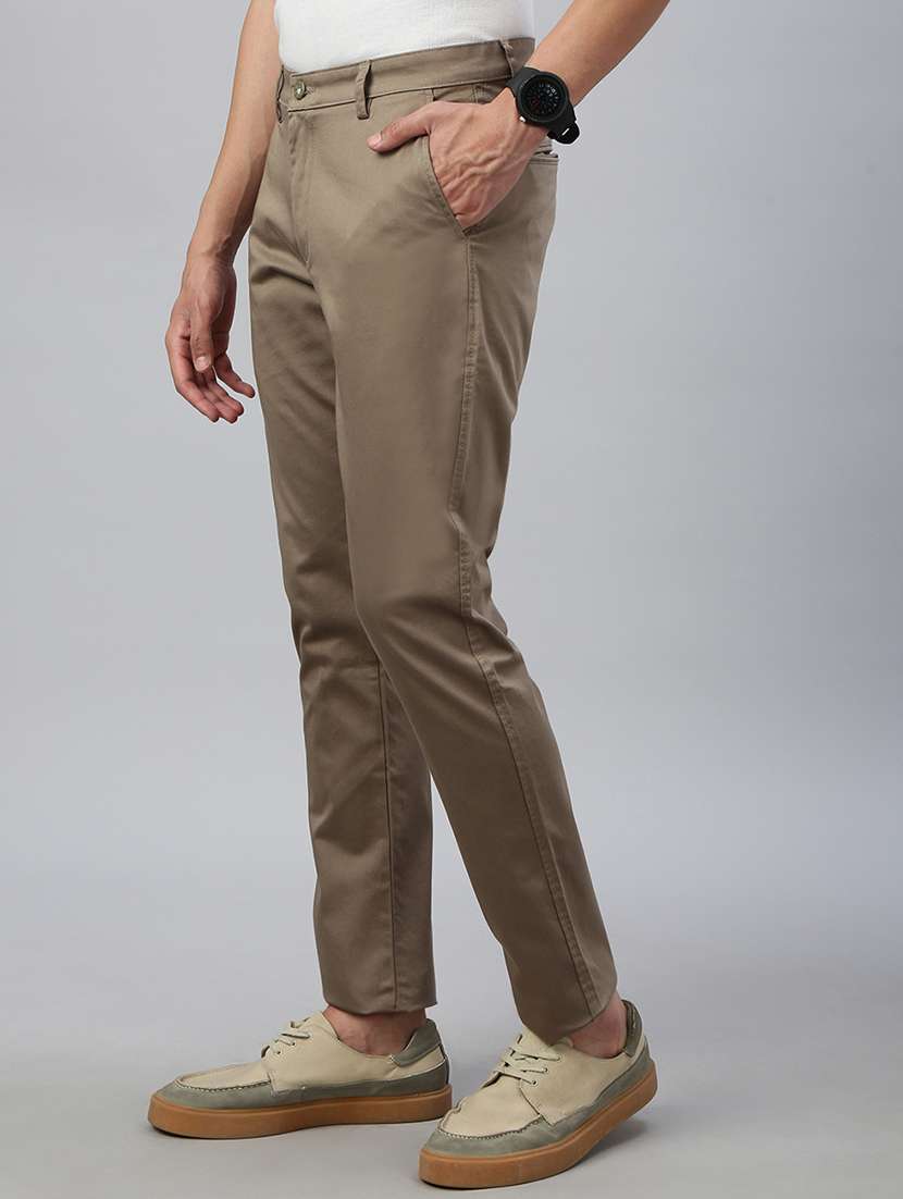 men solid mid rise flat front casual chinos  - 21941376 -  Standard Image - 2