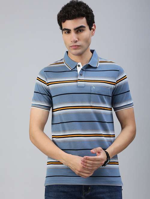 men striped short sleeve regular fit polo t-shirt - 21941384 - Standard Image - 0