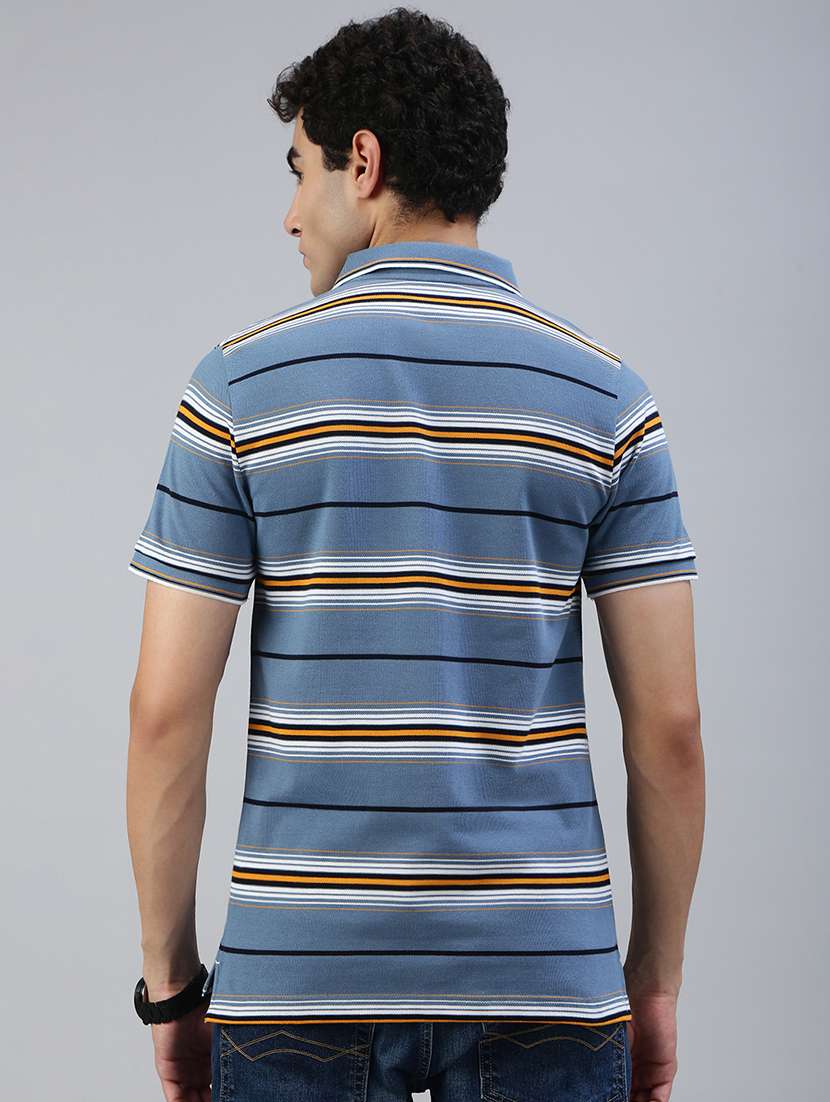 men striped short sleeve regular fit polo t-shirt - 21941384 - Standard Image - 2