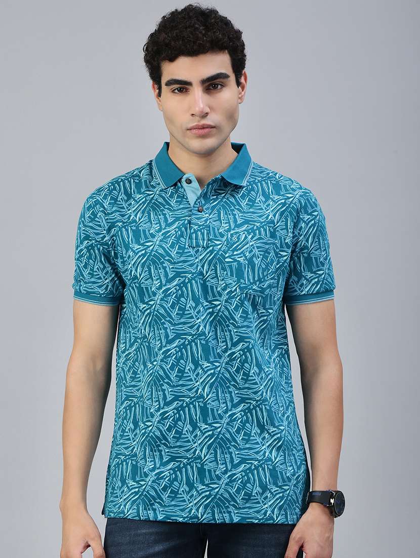 men printed short sleeve regular fit polo t-shirt