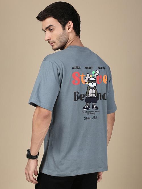 men front & back print round neck oversized fit t-shirt - 21941398 -  Standard Image - 0