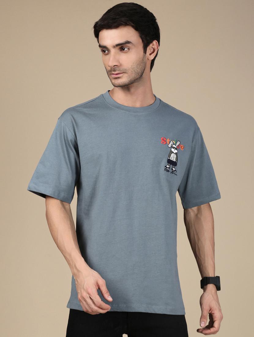 men front & back print round neck oversized fit t-shirt - 21941398 - Standard Image - 2