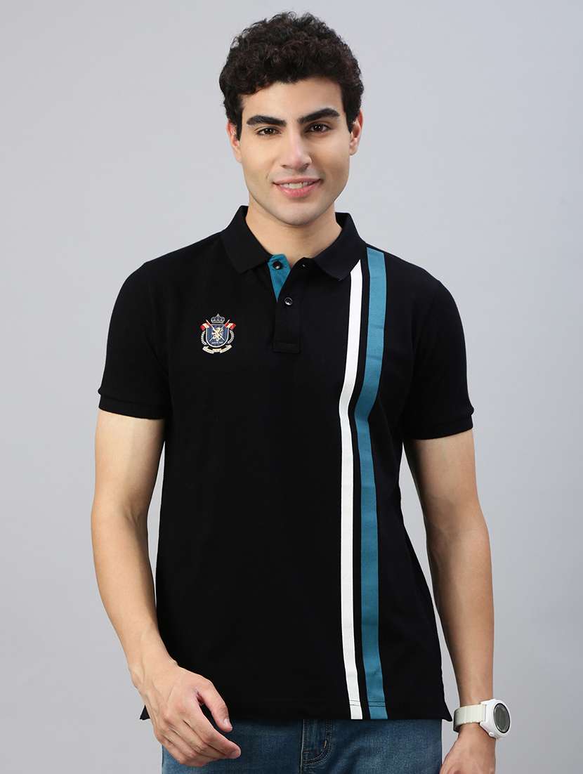 men striped short sleeve regular fit polo t-shirt