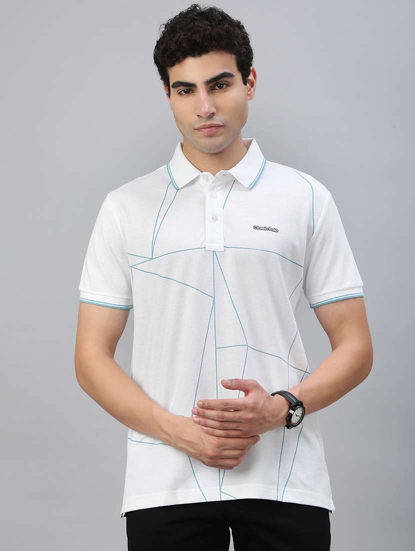 men printed short sleeve regular fit polo t-shirt