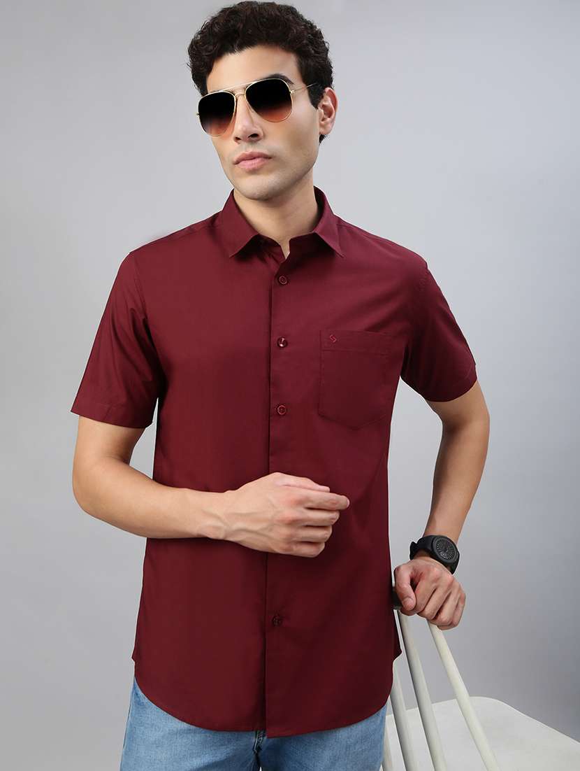 men solid short sleeve regular fit casual shirt