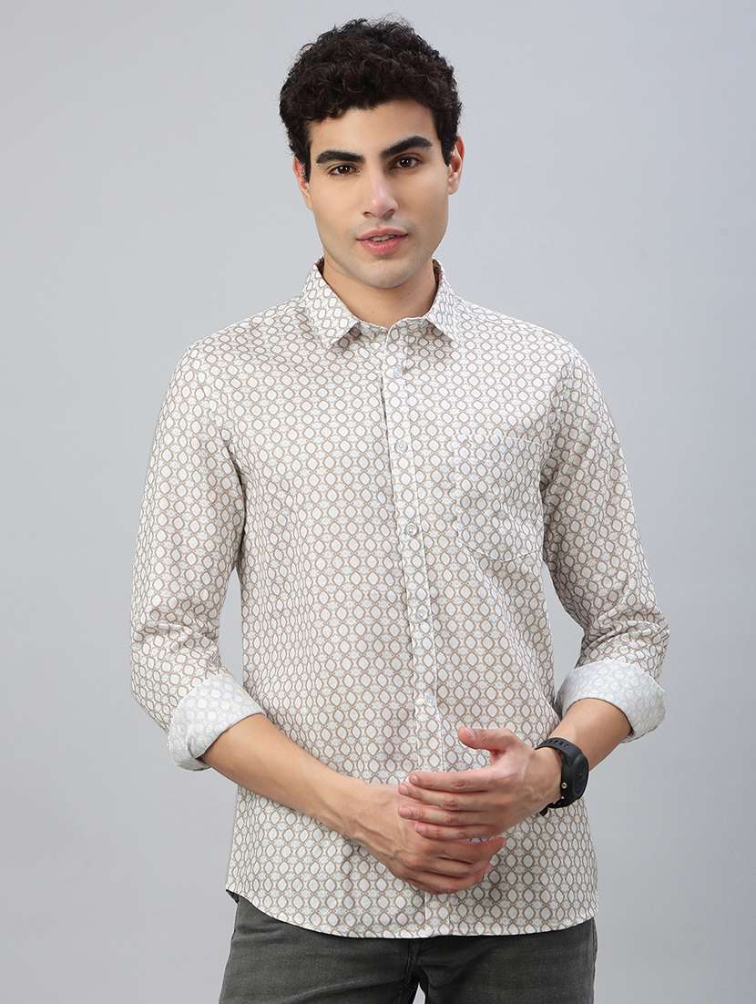 men printed long sleeve regular fit casual shirt - 21941447 -  Standard Image - 2