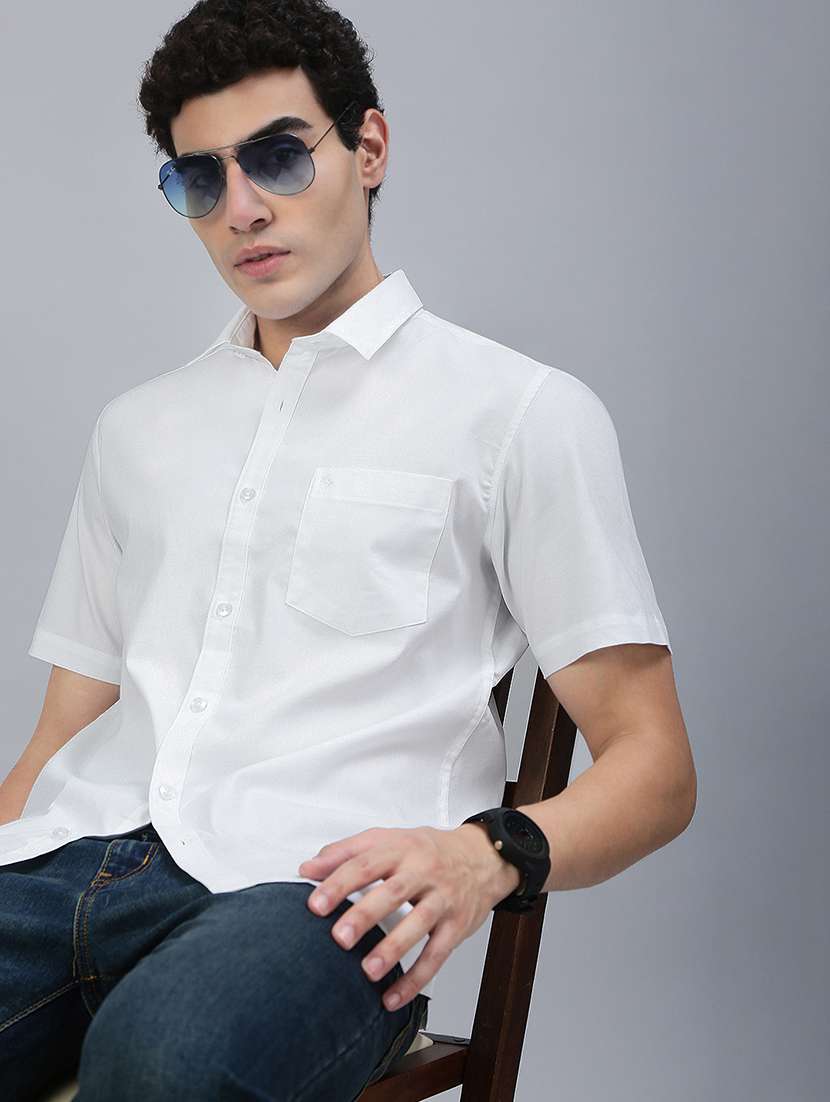 men solid short sleeve regular fit casual shirt