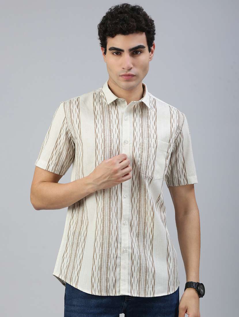 men striped short sleeve regular fit casual shirt - 21941468 -  Standard Image - 2