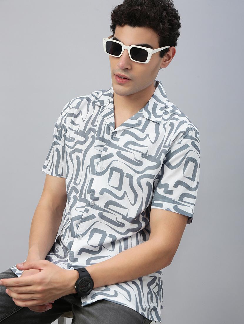 men printed short sleeve regular fit casual shirt - 21941470 - Zoom Image - 0