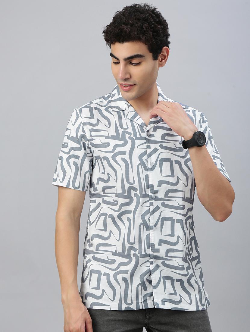 men printed short sleeve regular fit casual shirt - 21941470 - Standard Image - 2