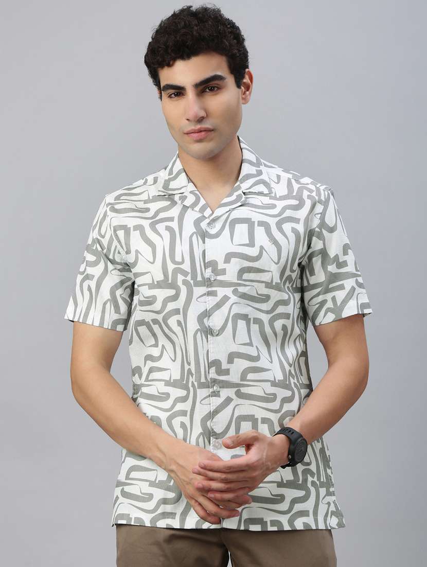 men printed short sleeve regular fit casual shirt - 21941471 - Standard Image - 2