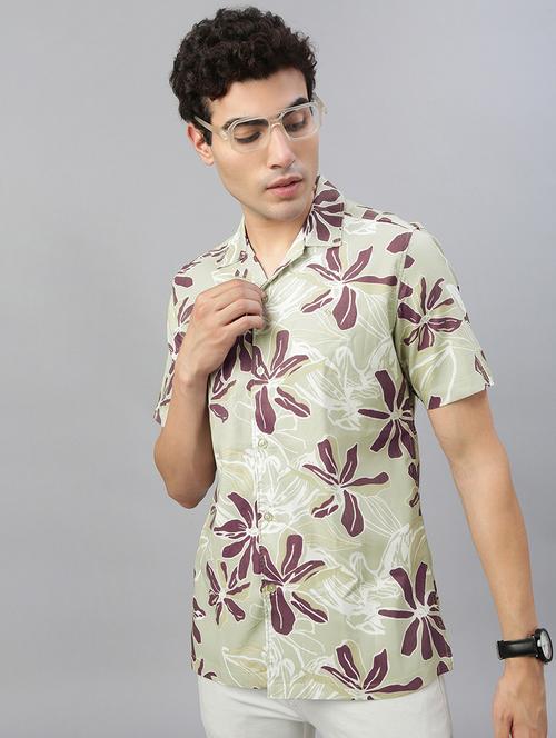 men printed short sleeve regular fit casual shirt - 21941472 - Standard Image - 0