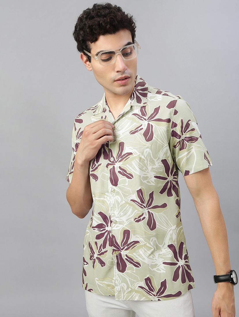 men printed short sleeve regular fit casual shirt - 21941472 - Zoom Image - 0