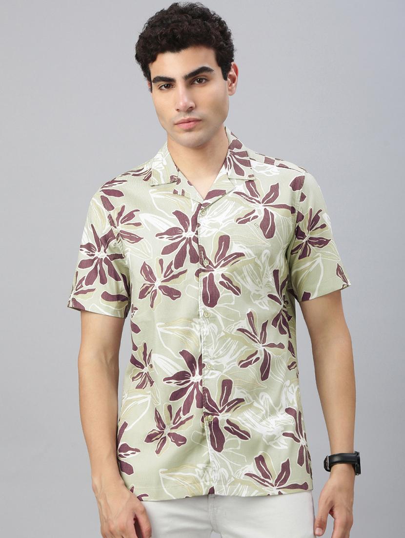 men printed short sleeve regular fit casual shirt - 21941472 - Standard Image - 2