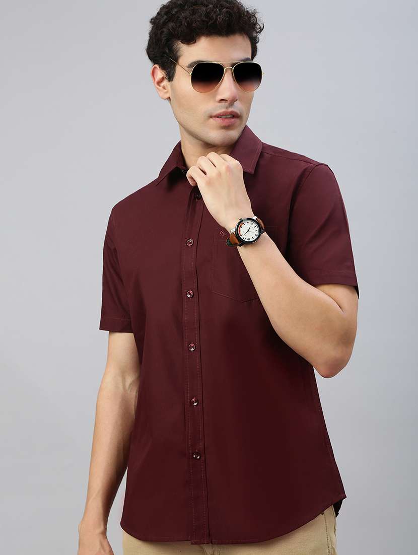 men solid short sleeve regular fit casual shirt
