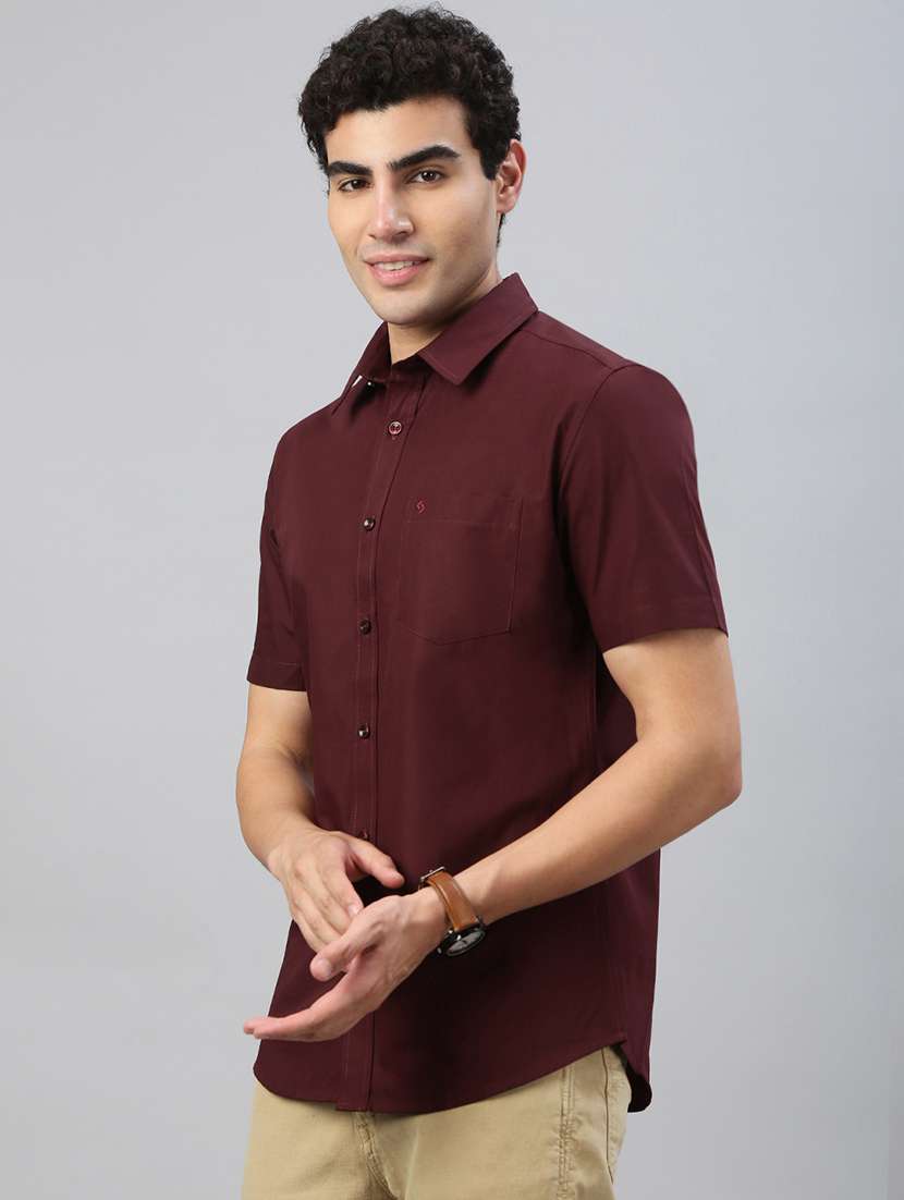 men solid short sleeve regular fit casual shirt - 21941481 -  Standard Image - 2