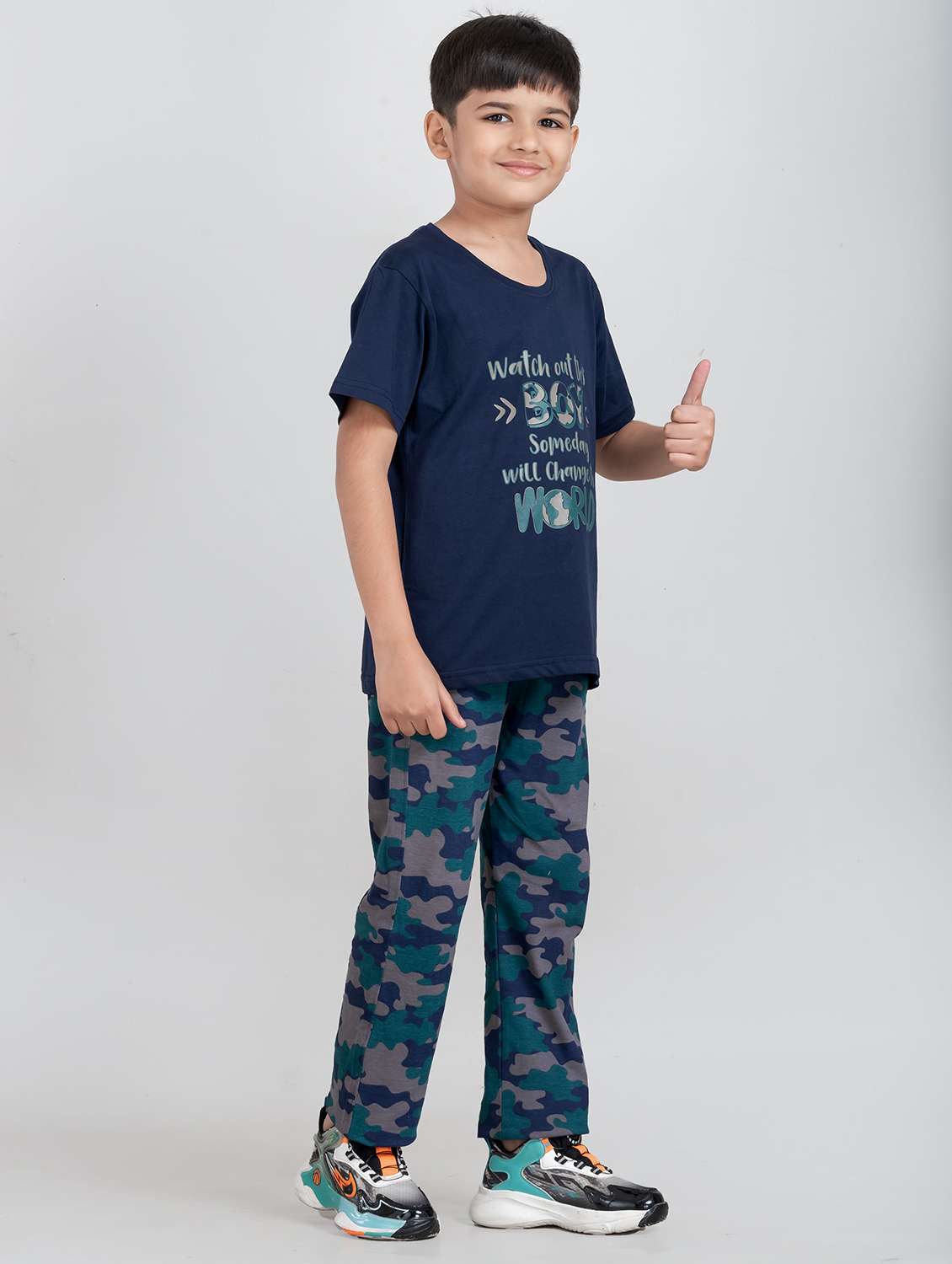 boys printed round neck pyjama set nightwear - 21941496 -  Standard Image - 2