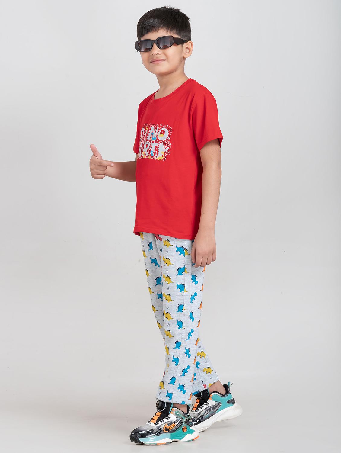 boys printed round neck pyjama set nightwear - 21941497 - Standard Image - 2