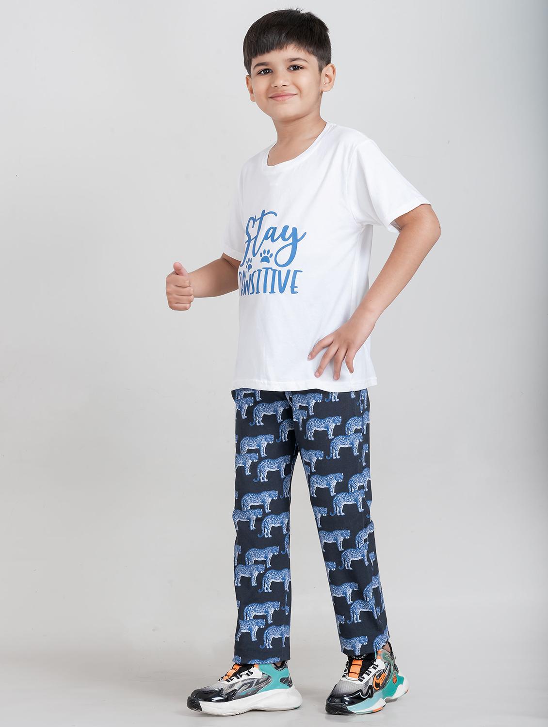 boys printed round neck pyjama set nightwear - 21941498 - Standard Image - 2