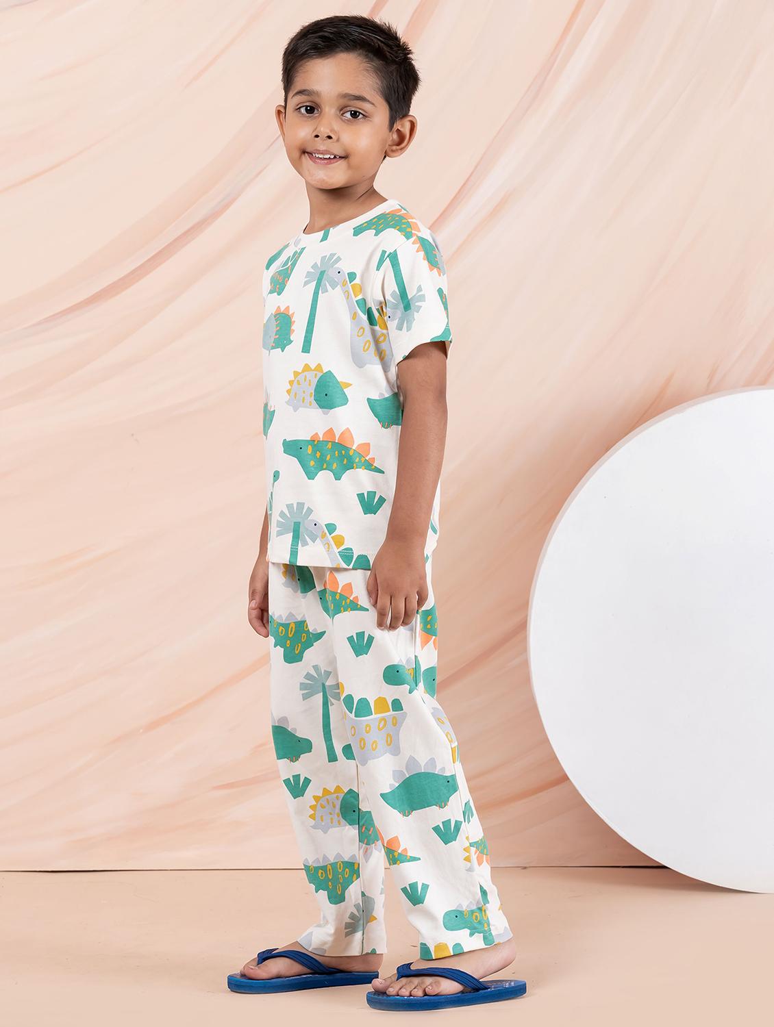 boys printed round neck pyjama set nightwear - 21941503 - Standard Image - 2