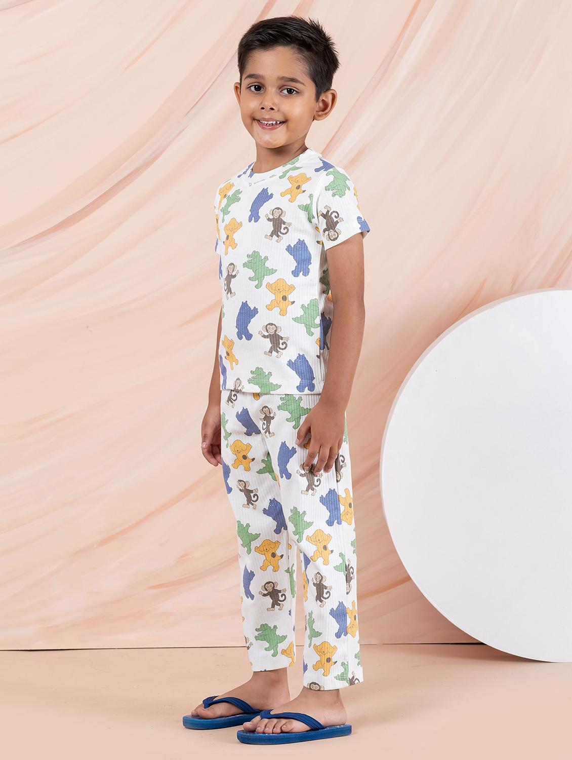 boys printed round neck pyjama set nightwear - 21941504 - Standard Image - 2