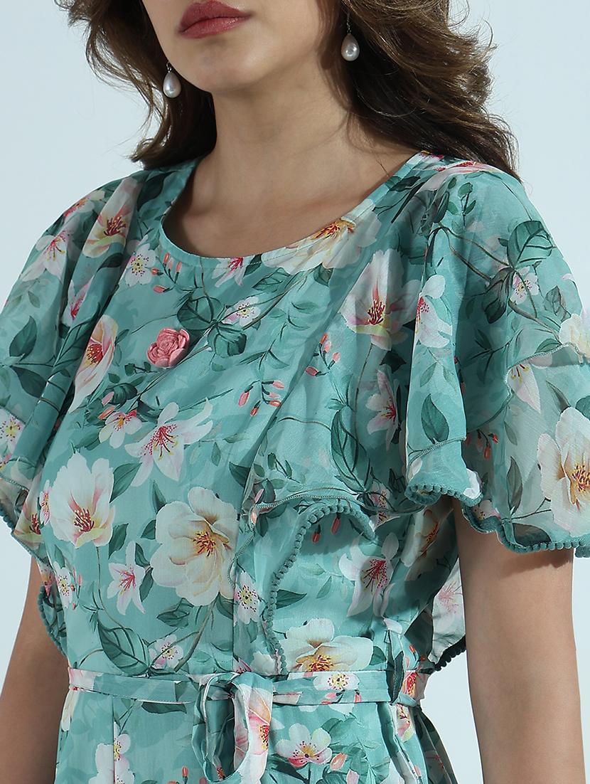 women floral print puff sleeve jumpsuit - 21941648 - Standard Image - 2