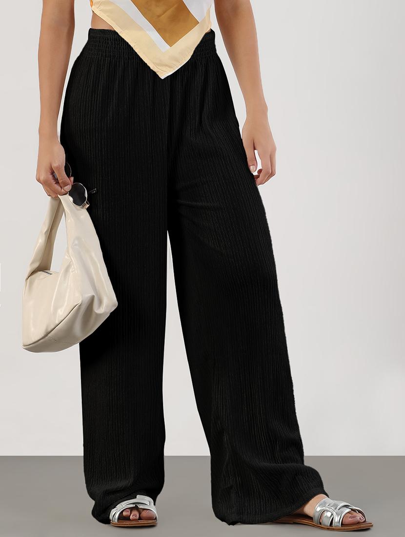 women solid high rise wide leg trouser - 21941656 -  Zoom Image - 0