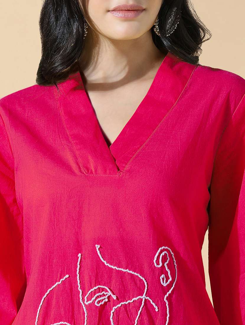 women three quarter sleeve kurta palazzo set - 21941657 -  Standard Image - 2