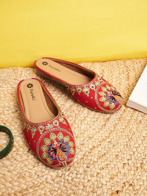 women embroidered slip on ethnic mule - 21941669 - Standard Image - 0