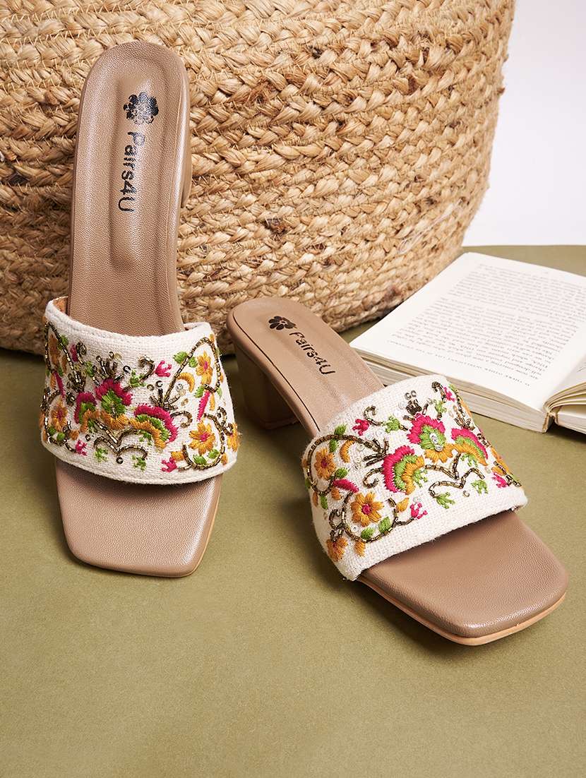 multi colored canvas slip on sandals