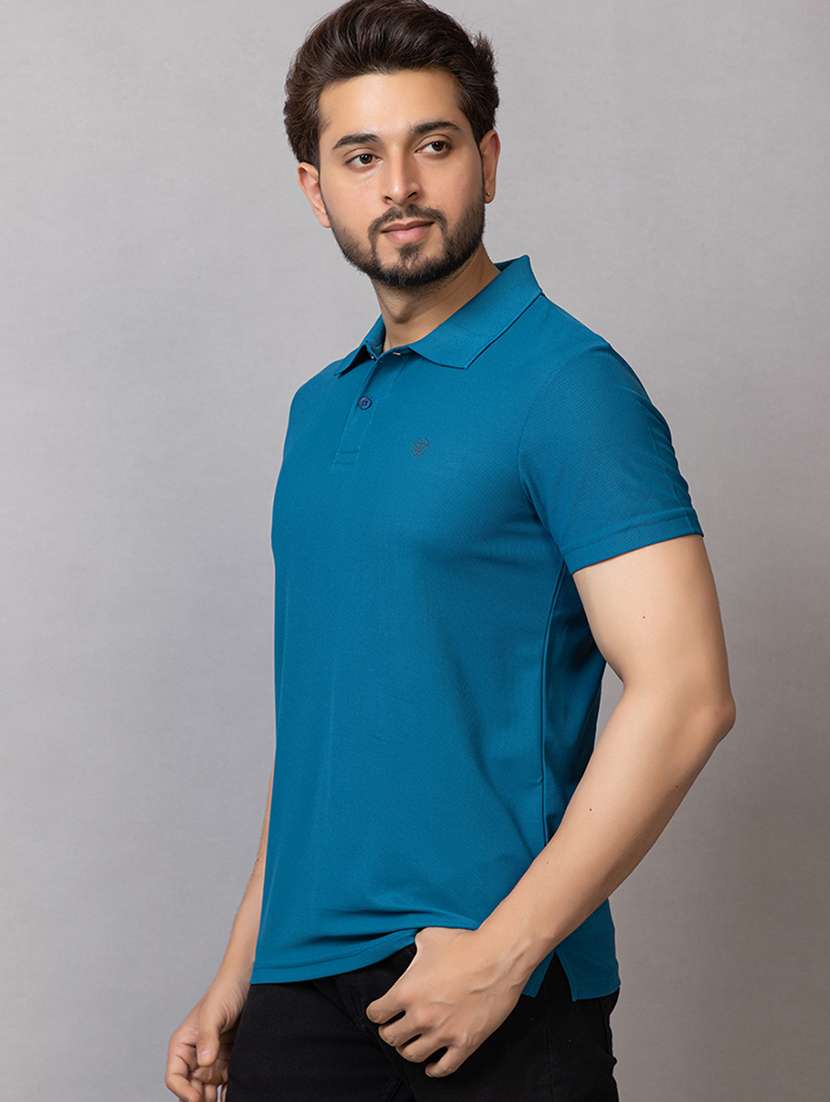 men solid short sleeve slim fit polo t-shirt