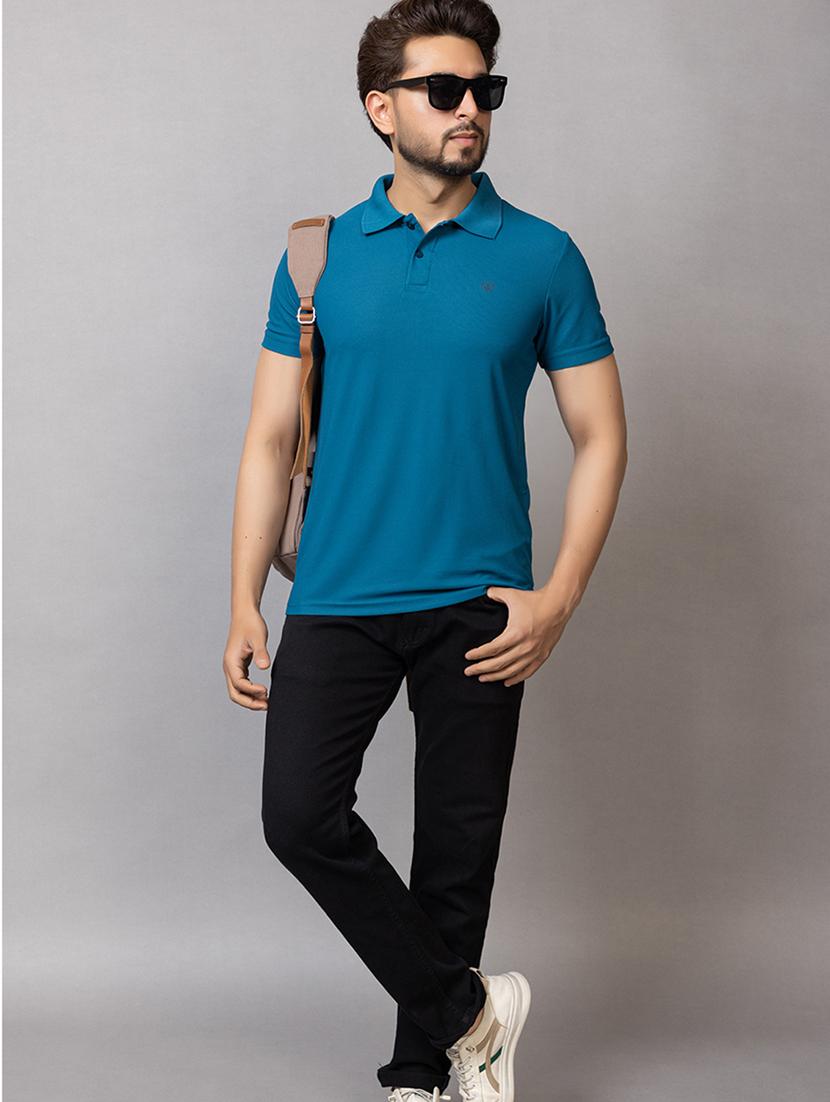 men solid short sleeve slim fit polo t-shirt - 21941685 - Standard Image - 2