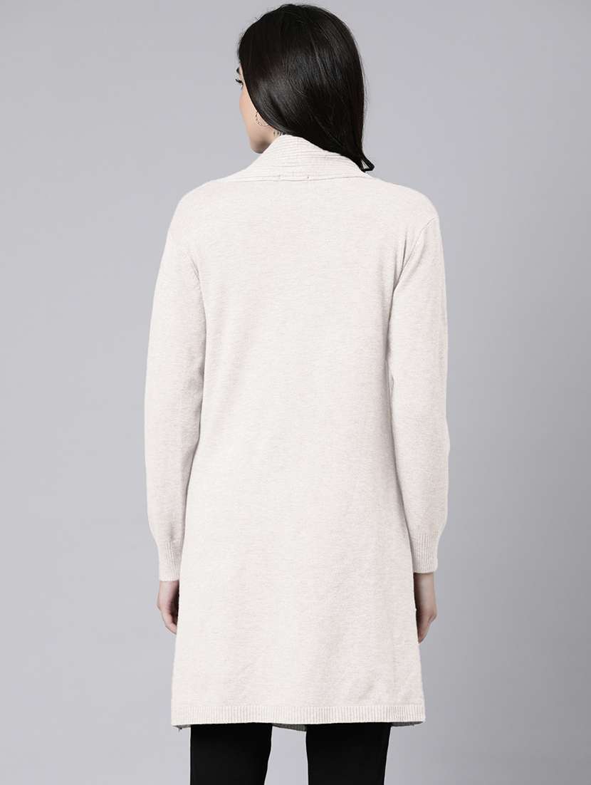 women cream solid long sleeve long shrug - 21941707 -  Standard Image - 2