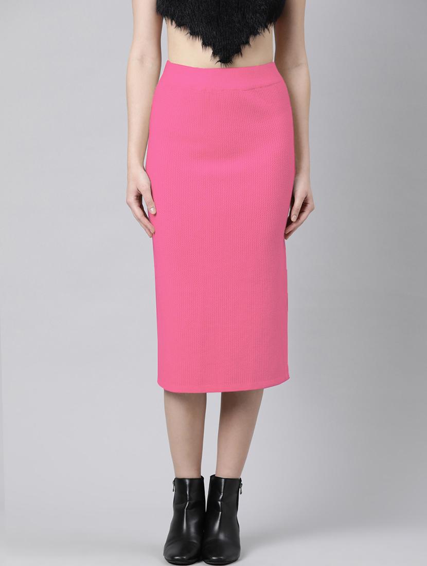 women solid high rise bodycon skirt - 21941775 - Zoom Image - 0