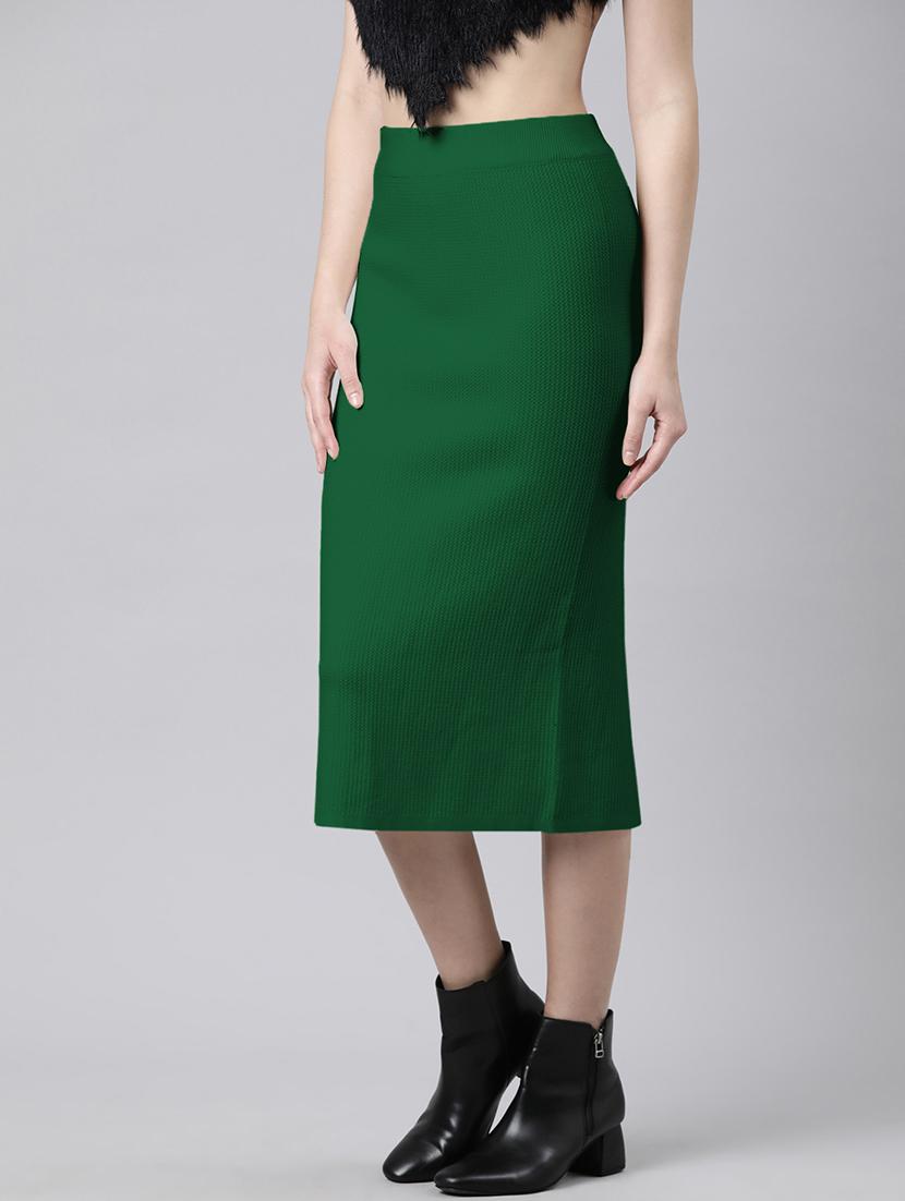 women solid high rise bodycon skirt - 21941776 - Standard Image - 2