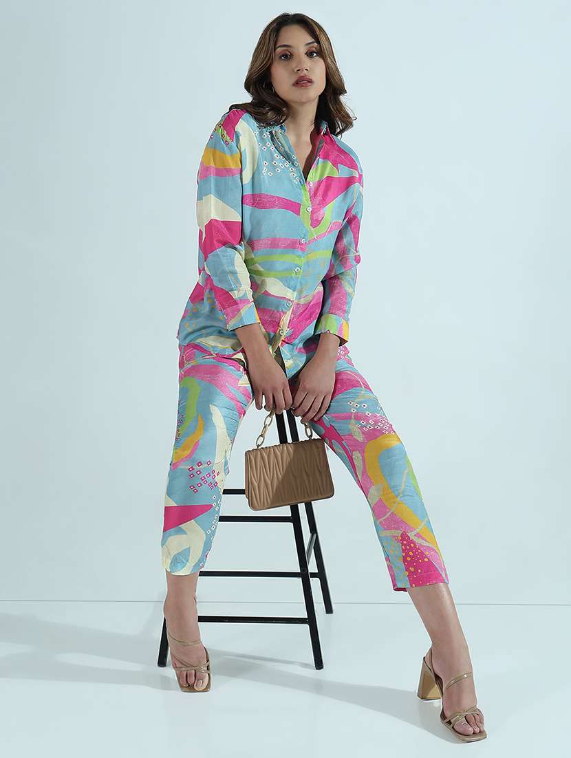 women printed shirt and trouser co-ord set