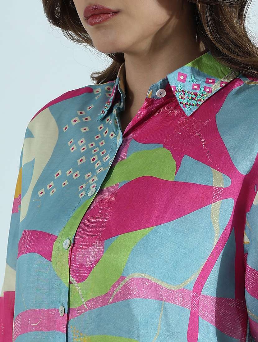 women printed shirt and trouser co-ord set - 21941784 -  Standard Image - 2