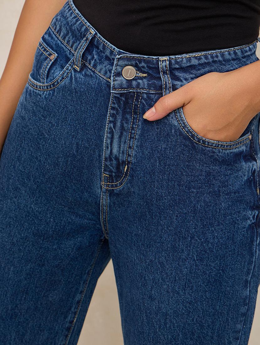 women solid high rise wide leg jean - 21941807 - Standard Image - 2