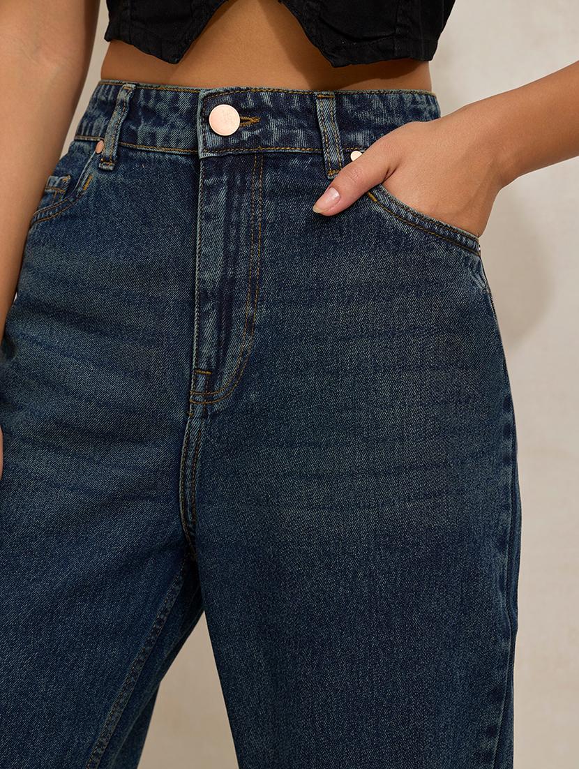 women solid high rise straight fit jean - 21941808 - Standard Image - 2