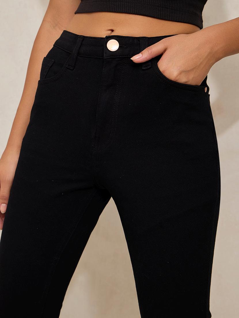 women solid high rise bootcut jean - 21941817 - Standard Image - 2