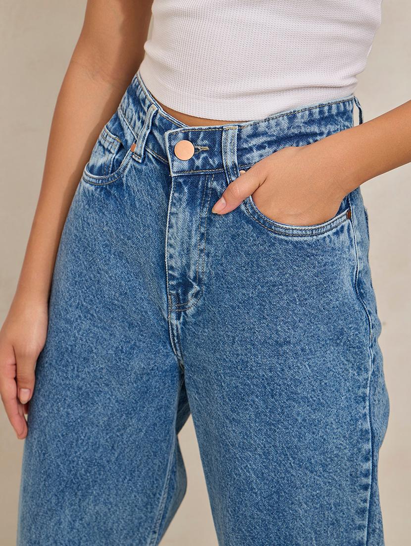 women solid high rise wide leg jean - 21941821 - Standard Image - 2