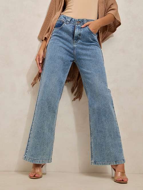 women solid high rise wide leg jean - 21941825 -  Standard Image - 0