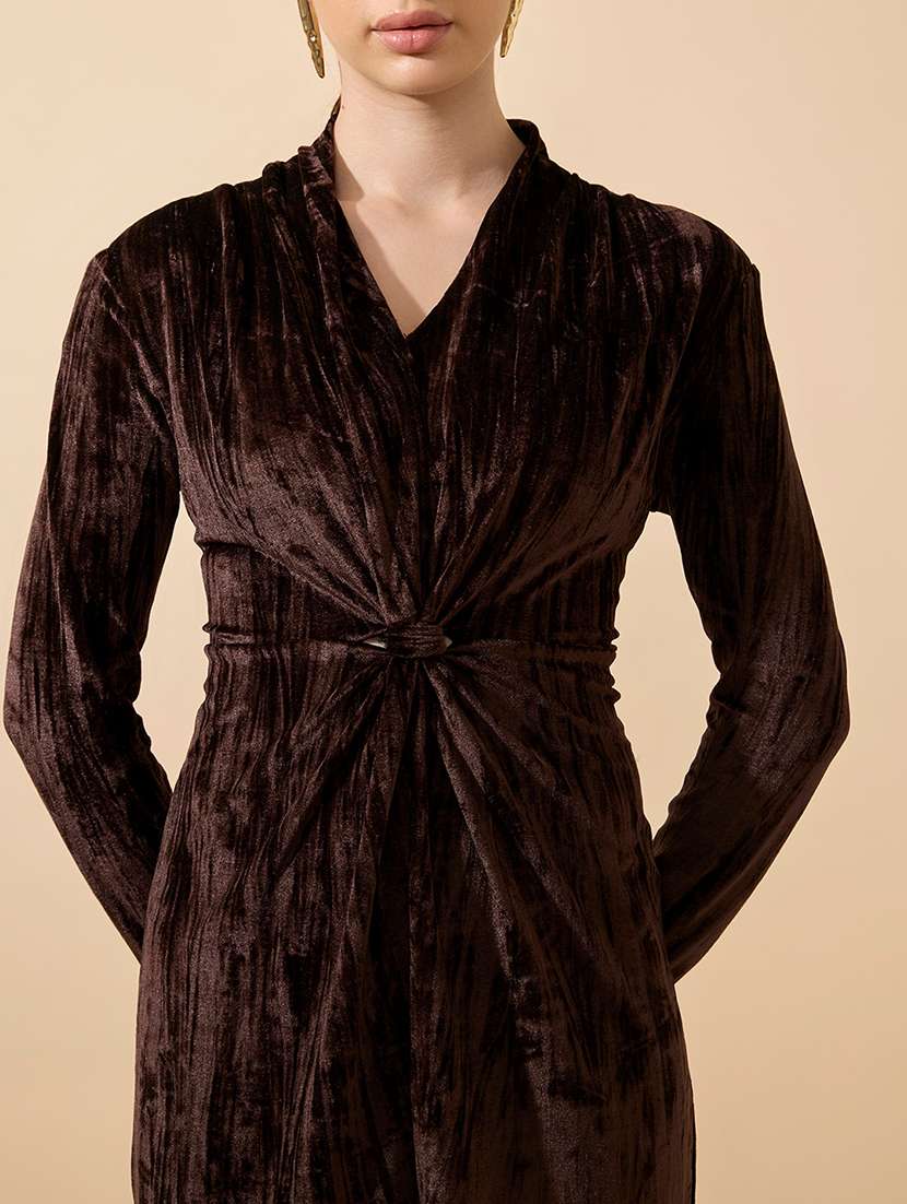women solid long sleeve bodycon dress - 21941837 - Standard Image - 2