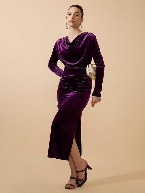 women solid long sleeve cowl neck bodycon dress - 21941838 -  Standard Image - 0