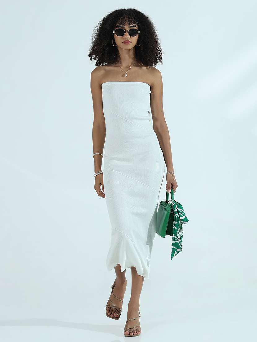 women white solid tube bodycon dress - 21941843 - Zoom Image - 0