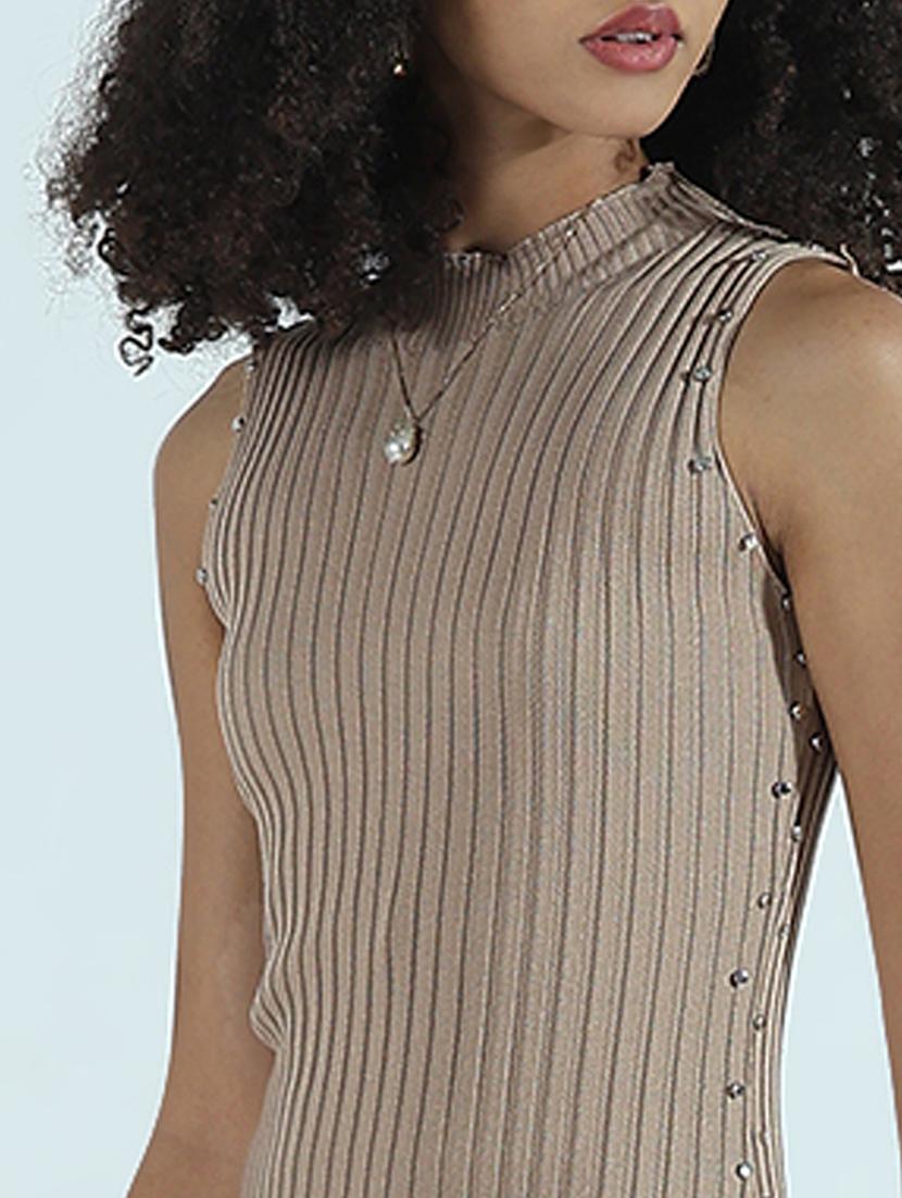 women solid sleeveless bodycon dress - 21941844 - Standard Image - 2