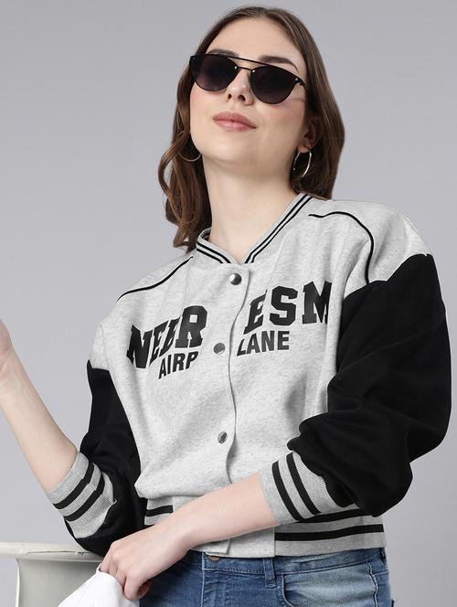 women color blocked long sleeve varsity jacket - 21941895 - Standard Image - 0