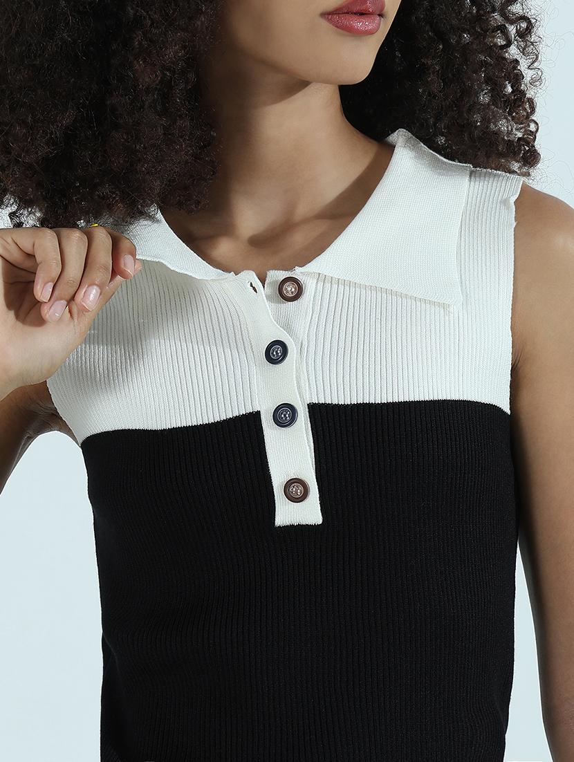 women color blocked sleeveless crop top - 21941900 - Standard Image - 2